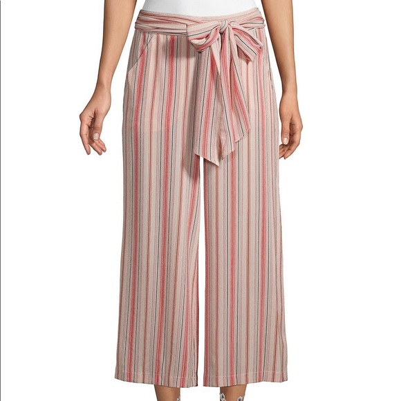 Max Studio Striped Flowy Wide Leg Cropped Pants - Picture 1 of 7